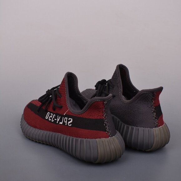 Yeezy 350 V2 Red Grey Color Block Sneakers - Picture 2 of 9